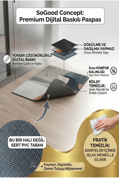 SoGood Concept You Achieved Your Goal Patterned Coco Look Door Mat for Front and Interior Use