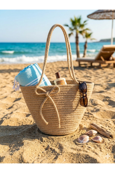 bayram taşcıoğlu home desing Midi Length Days of Vacation Straw Beach Bag