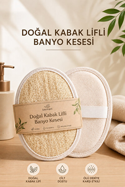 bermark Doğal Kabak Lifli Oval Yüz Ve Vücut Banyo Kesesi - Doğal Cilt Bakım, ...