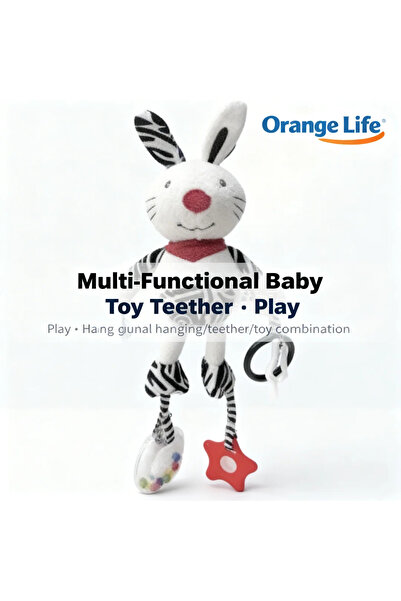 Generic OrangeLife Baby Bunny Plush Hanging Toy – Rattle, Teether & Mirror for Crib & Stroller