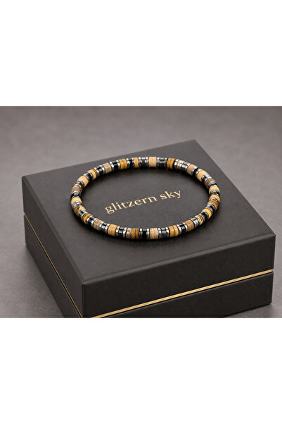 nss sky rock Cylinder Cut Natural Stone Bracelet Minimal Elegance with 4mm Th...