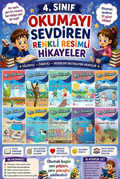 Ata Yayıncılık 4.Sınıf Okumayı Sevdiren Renkli Resimli Hikayeler 2 - 10 Kitap
