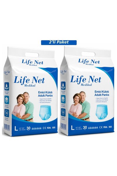 Life Net Medikal Yetişkin Hasta Bezi Külodlu L Beden Yüksek Emici Bez Large (L) 60 Adet