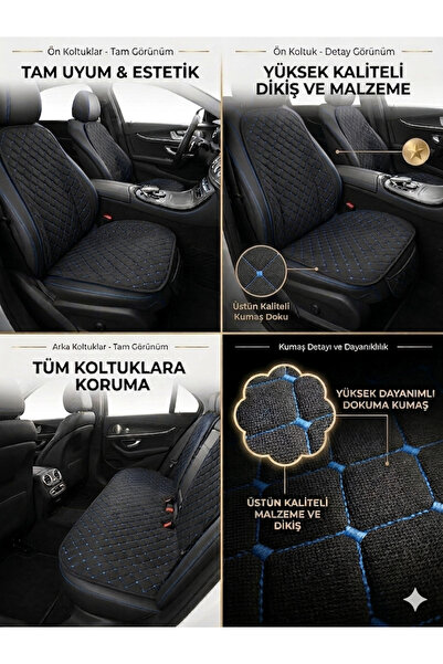 ER-AY OTO TEKSTİL Set de perne pentru scaune auto anti-transpirație cu buzuna...
