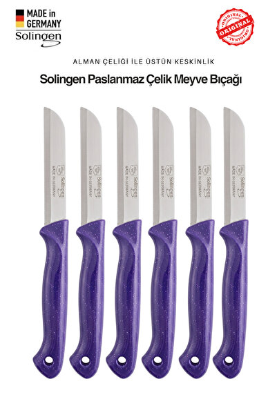Solingen 6'lı Mor Simli Tırtıklı Meyve Ve Sebze Bıçağı