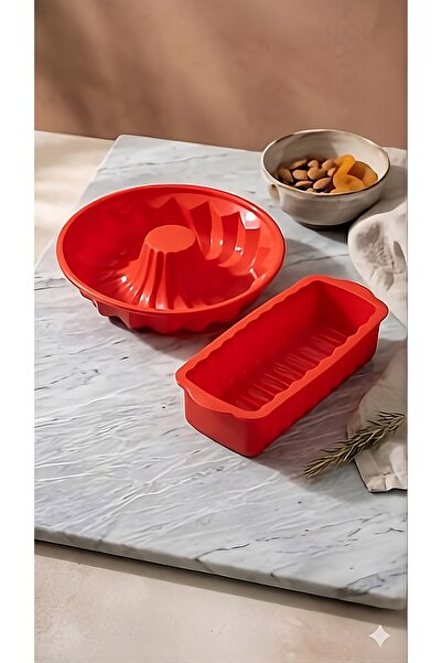 viarella Red Silicone Baton Cake Mold 26X12 Cm-Red Silicone Oval Cake Mold 27...