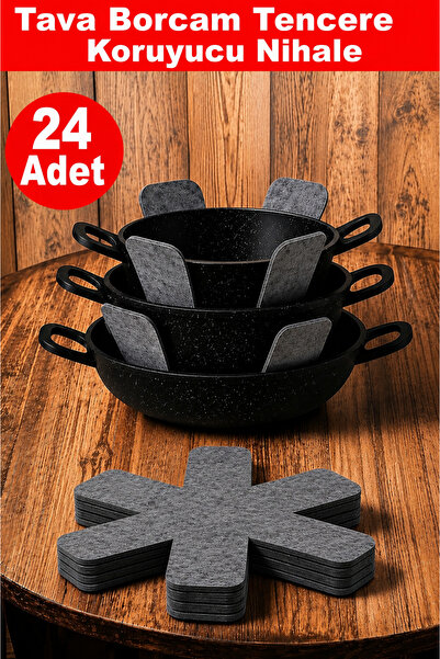 WOOLY LIFE Tencere Tava Borcam Tabak cam koruyucu çizdirmez keçe 30x30 24lü set