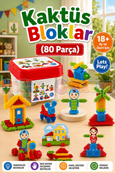 Doğan Oyuncak Dünyası Kaktüs Blok Kova (80 Parça) - Oyuncak Oyuncaklar - Oyun...