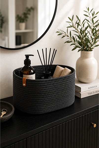 Epolaxs Jüt Hasır Organizer Sepet Oval Banyo Düzenleyici Dekoratif Çok Amaçlı...