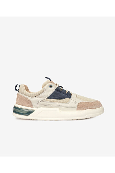 Greyder Erkek Beyaz Açık Vizon Hakiki Deri Sneaker Ayakkabı 4Y1SA17481