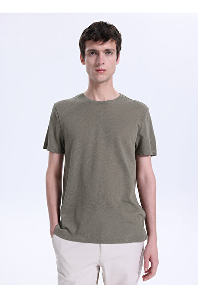 Fabrika Haki Erkek Slim Fit Flamlı T-Shirt F6SM-TST 2900