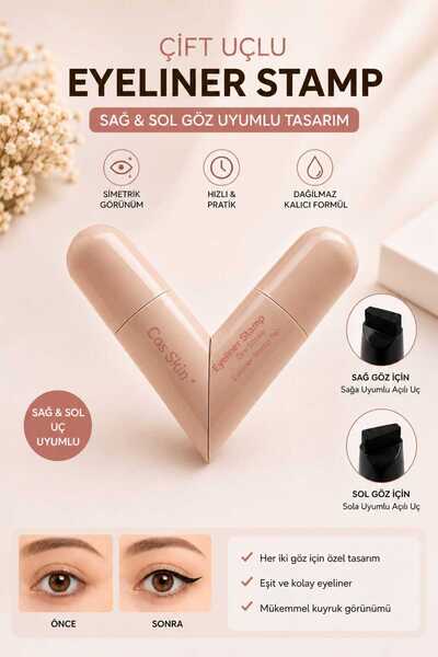 Pastelya Suya Dayanıklı Çift Taraflı Eyeliner Damga Kalem – KAHVERENGİ- Sağ V...