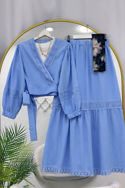 VOLT CLOTHİNG Lace-Up Waisted Skirt Suit