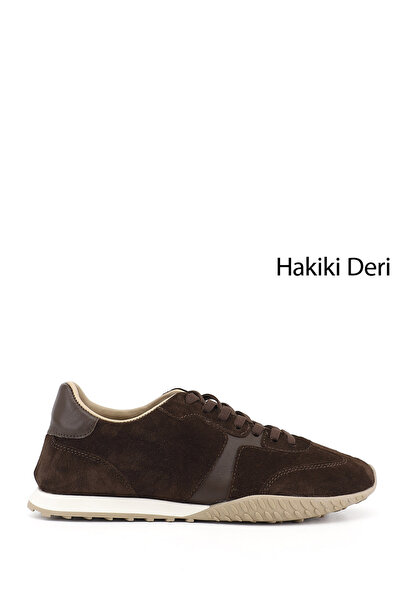 GÖNDERİ(R) Women's Brown Suede Rubber Laced Genuine Leather Sneaker