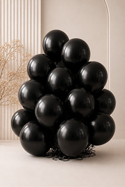 MACK PLUS 10’lu Metalik Siyah Balon Seti – Helyum Uyumlu, Şık ve Dayanıklı Pa...