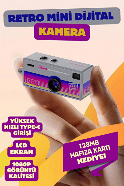 Nandy Home Mini Dijital Retro Kamera - Selfie Video Vlog Kamerası Mini Fotoğr...