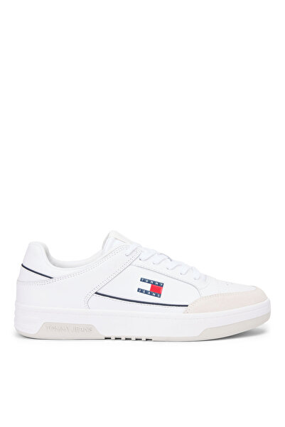 Tommy Hilfiger Adidași albi din piele întoarsă pentru bărbați TJM CUPSOLE LEA...