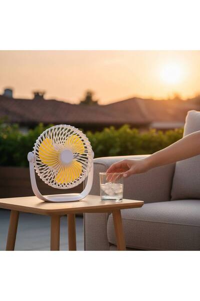 OEM Ventilator de masa, birou, unghi reglabil, 3 viteze, incarcare USB, bater...