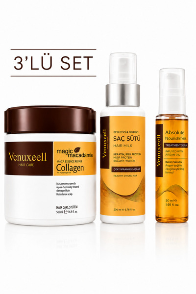 Venuxeell SET Onarıcı Repair Kolajen Saç Maskesi 250 ml +Saç Bakım Sütü 200 m...