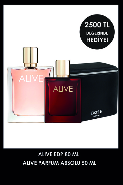 BOSS Alive EDP 80 ml + Alive Parfum Absolu 50 ml & Makyaj Çantası Set