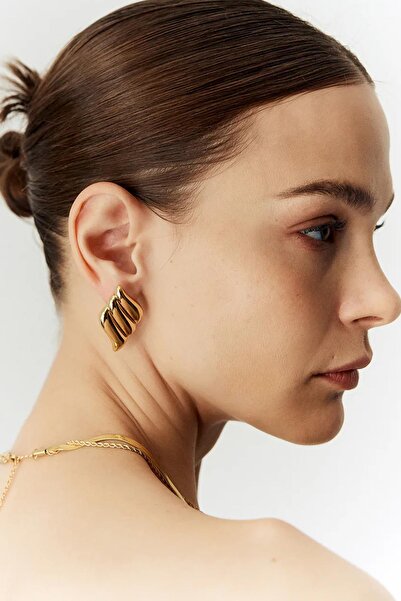 New Obsessions Maddy Wave Form Modern Steel Earrings