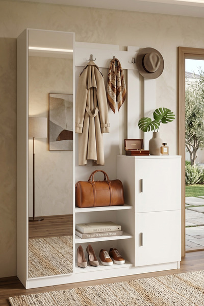 Yurudesign Roger Vestiyer Portmanto Ayakkabılık Beyaz Dd7-w