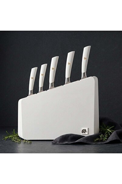 Jumbo Katana Standlı 6 Parça Beyaz Bıçak Seti