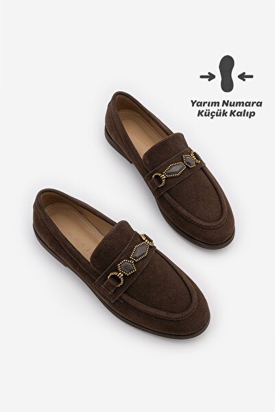 Marjin Women's Loafer Moccasin Buckle Stoned Classic Casual Shoes Savira Brow...