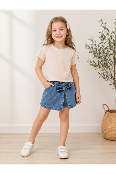 Melodikids Girls' Denim Shorts and Skirt Set