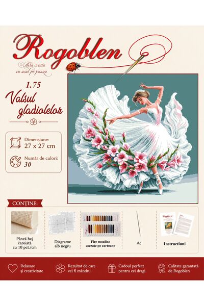 Rogoblen Goblen de cusut Valsul gladiolelor - set goblen cu panza, diagrame a...