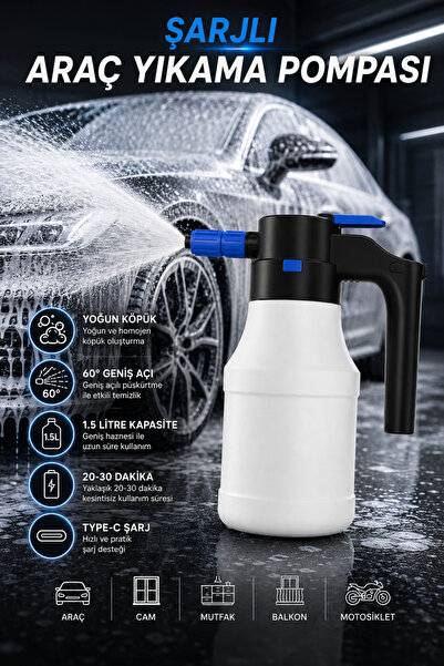 CONOCER Şarjlı Araç Yıkama Köpük Püskürtücü 1.5L Elektrikli Otomatik 60° Açıl...