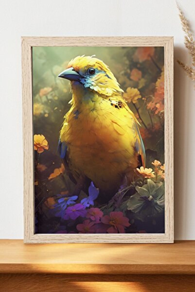 Luna Marissa Αφίσα Yellow Bird - Αφίσα ψηφιακής τέχνης από χοντρό χαρτί χωρίς...