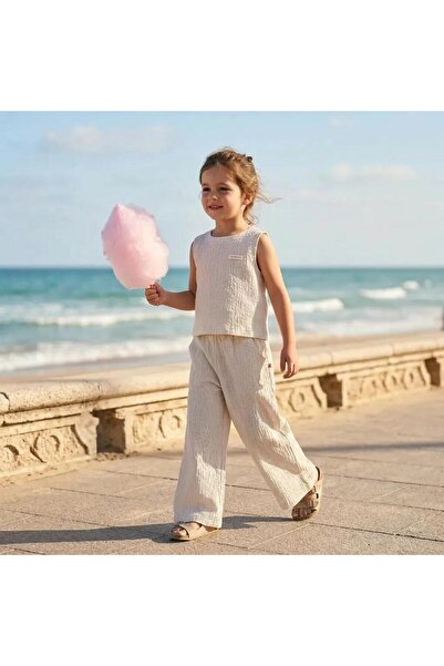 Zeyland Kız Çocuk Yazlık Çizgili Bluz Pantalon Takım