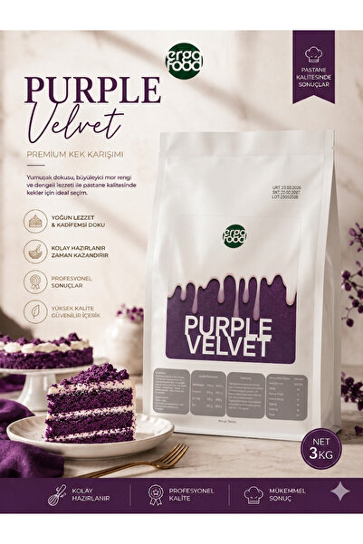 ergo food Mor Velvet Kek Karışımı 3 Kg | Purple Velvet Toz Kek Karışımı | Pro...