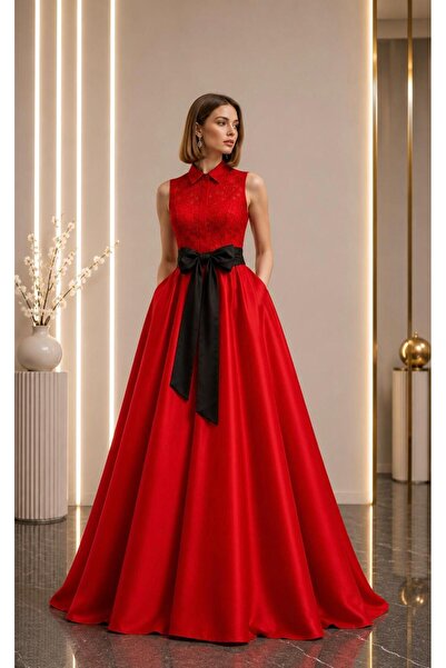 SERAVENZA COUTURE Maxi Boy Çift Renkli Önü Gizli Patlı Seyyar Kuşaklı Şık Dav...