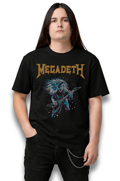 Fuddy Moda Tricou unisex cu imprimeu Megadeth V2, tricou oversize cu imprimeu...