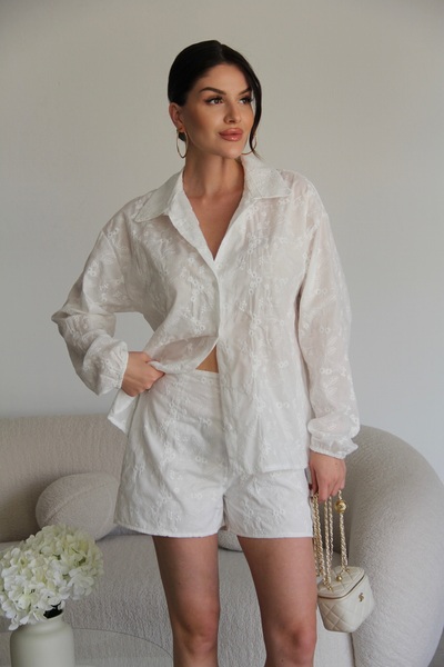 Julidress Κεντητό Σετ Πουκάμισο και Σορτς