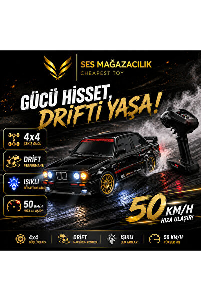 shop 1:16 Uzaktan Kumandalı Drift Araba BMW E30 Siyah Kasa 4x4 Işıklı Şarjlı ...