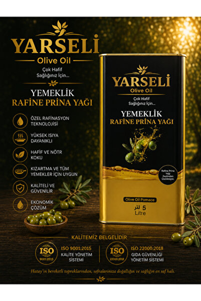 YARSELİ OLİVE OİL Rafine Prina Yağı 5 LT