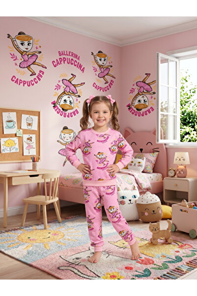 Fil Kids Set de pijamale sezoniere pentru fete din bumbac, culoare roz, model...