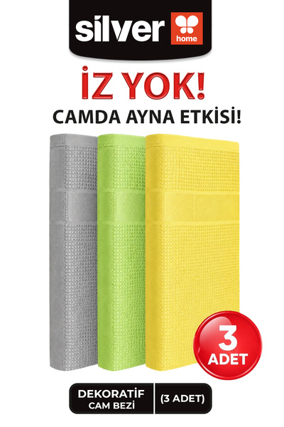 SİLVER HOME Microfiber 3-Piece Decorative Glass Cloth 42x68cm - Syg