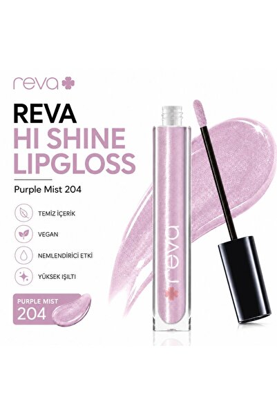 REVA Işıltılı Dudak Parlatıcısı - Hi-shine Lip Gloss Purple Mist - No: 204 - ...