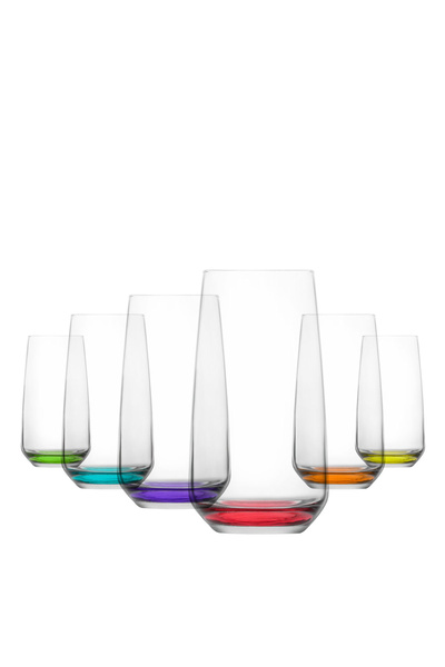 LAV Lal Glass Soft Drink Glasses Set of 6 480 ml Mixed Colors (Large Water/Co...