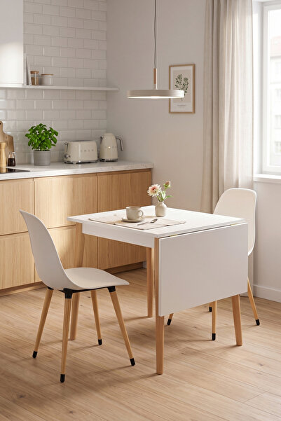 VİLİNZE Eames Sandalye Avanos Ahşap Mutfak Masası Takımı - 70x80 Cm