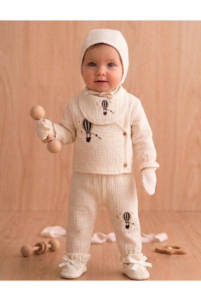 Zıpır Baby Turp %100 Pamuk 10'lu Müslin Lüx Erkek Hastane Çıkışı Balon Desenli