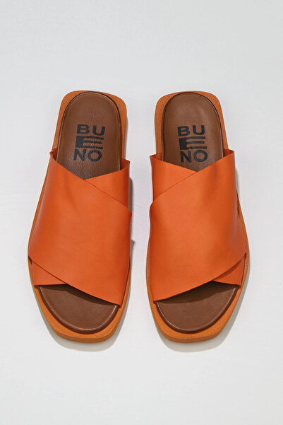 Bueno Shoes Orange Leather Women's Flat Slippers 01Wq9100