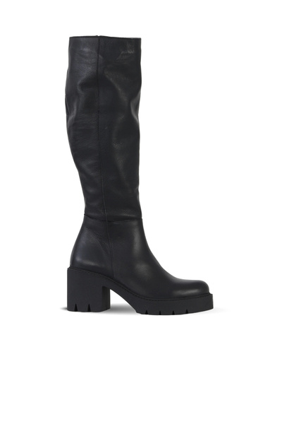 Bueno Shoes Black Leather Women's Heeled Boots 01Wf1706