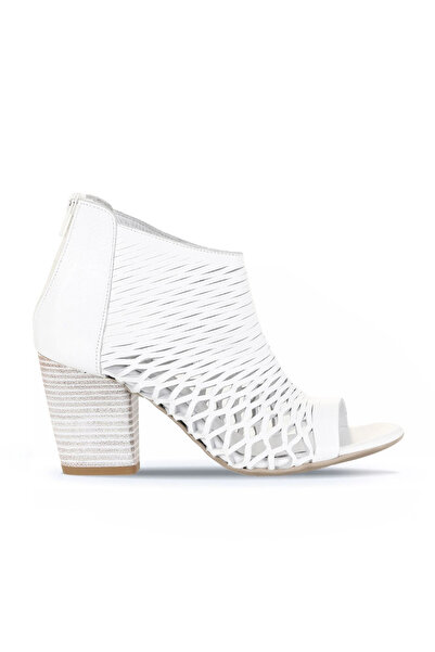 Bueno Shoes White Leather Women's Heeled Sandals 01Wl3700