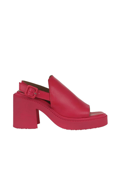 Bueno Shoes Φούξια Δερμάτινα Γυναικεία Σανδάλια με Τακούνι 01wy12700