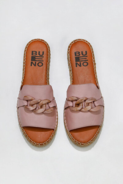 Bueno Shoes Gül Kurusu Deri Kadın Espadril Terlik 01ws1821